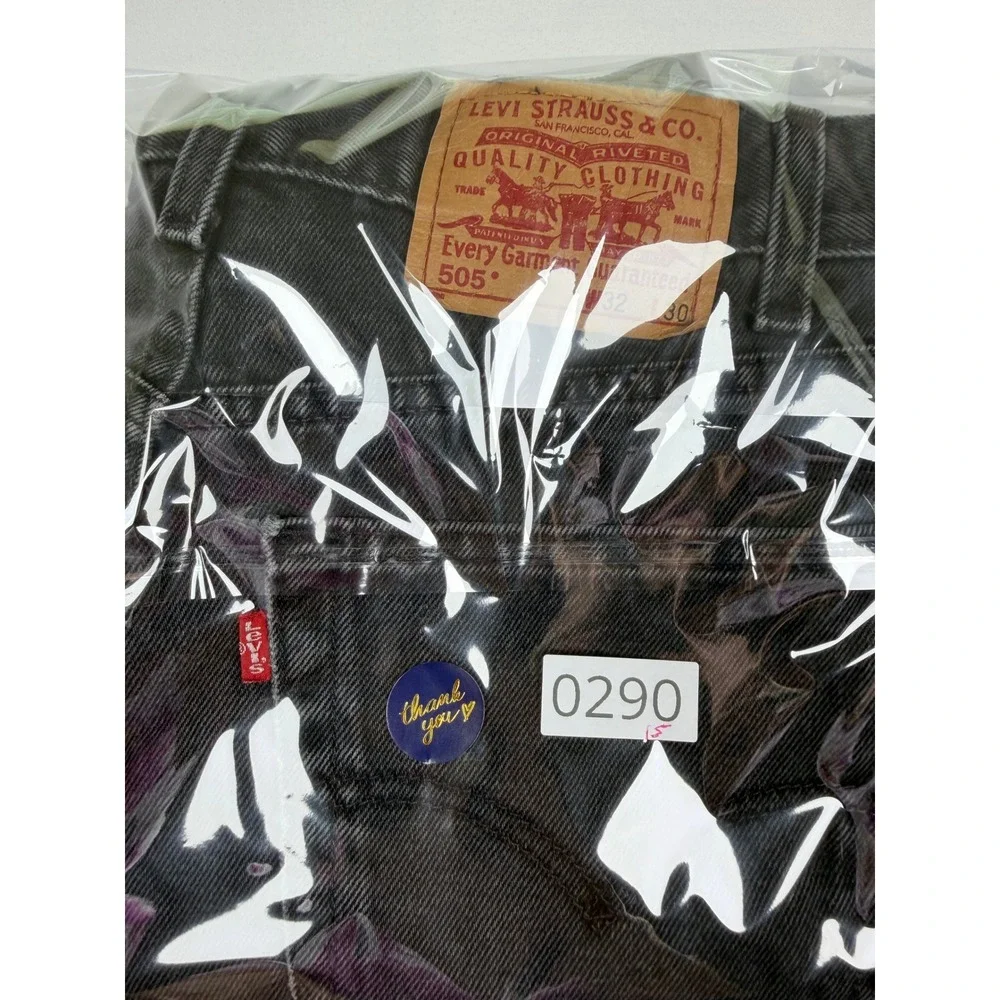 Levis 505 Vintage Y2K  Regular Jeans Mens 30x29  Faded Black Straight Leg 2003